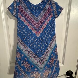 Blue and Pink Patterned Dress